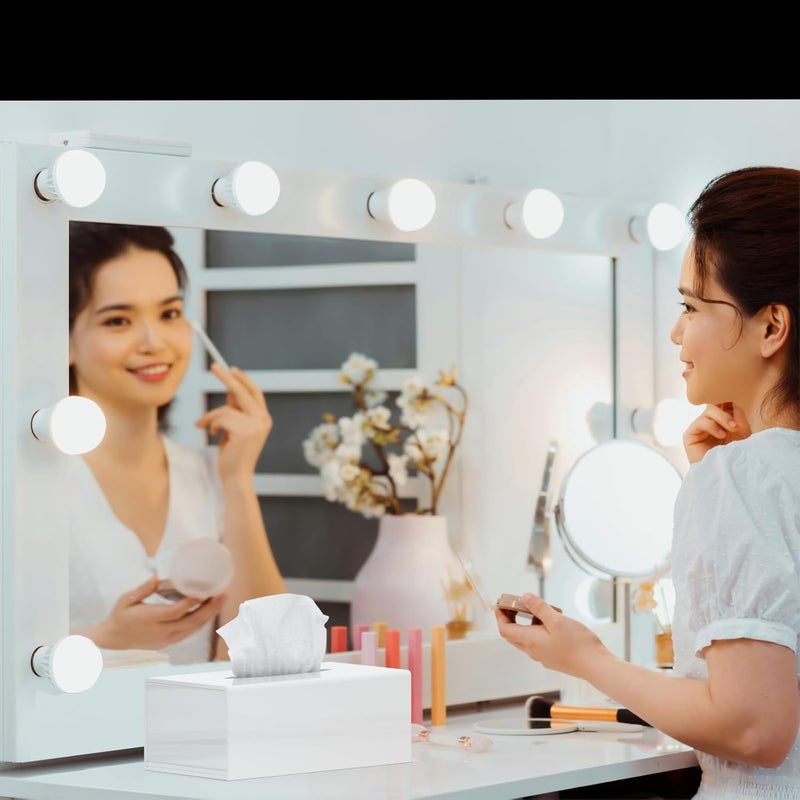 فيميلي غطاء علبة مناديل أكريليك FEMELI، حامل/موزع مناديل وجه مستطيل للحمام والمطبخ وغرفة النوم والمكتب - Image 5