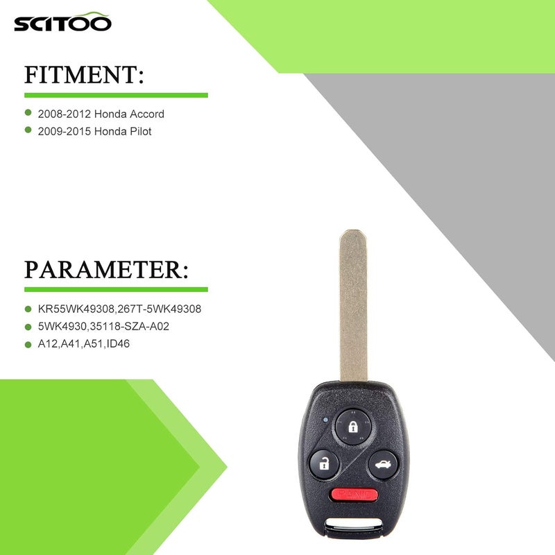 SCITOO Keyless Entry Remote Key Fob for Honda - Image 2