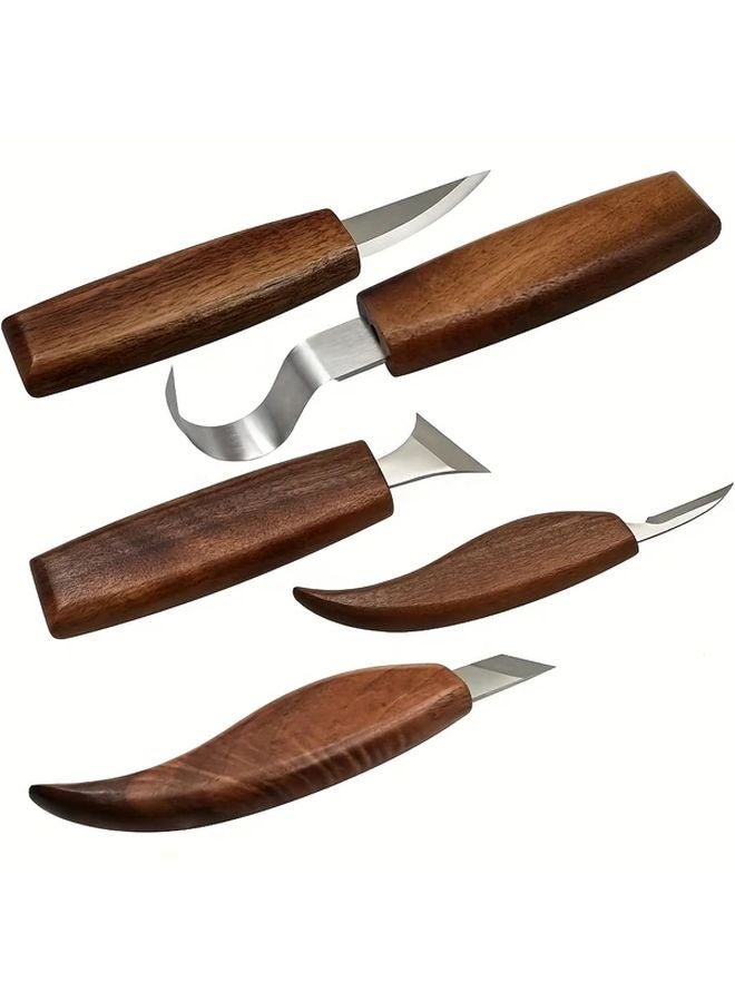 10 Piece Walnut Wood Carving Knife Set Chrome Vanadium Steel Blades Woodworking Tools - Image 5