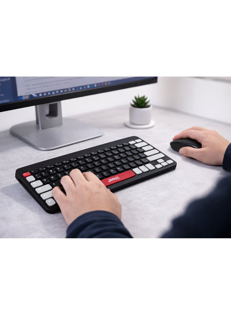 جي ديل مجموعة لوحة مفاتيح وماوس ألعاب لاسلكية صغيرة وأنيقة من JEDEL WS681 - Image 5