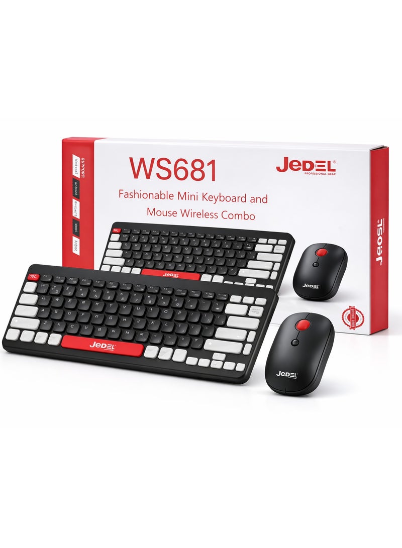 جي ديل مجموعة لوحة مفاتيح وماوس ألعاب لاسلكية صغيرة وأنيقة من JEDEL WS681 - Image 3