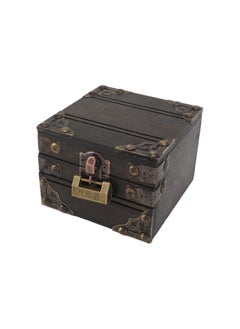 Pirate Treasure Chest Storage Box, Large Capacity Wood Storage Box with Metal Lock, Vintage Decorative Box for Jewelry, Craft, Card, Trinkets, Tea