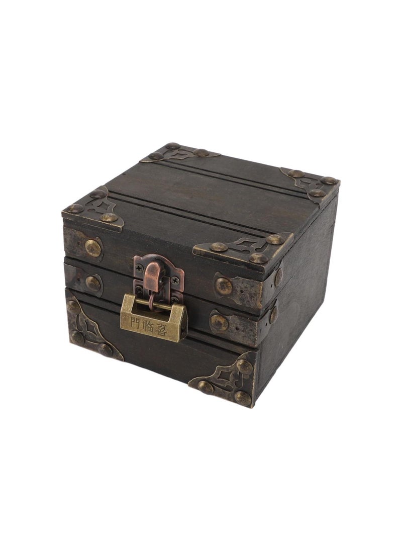 Generic - Pirate Treasure Chest Storage Box, Large Capacity Wood Storage Box with Metal Lock, Vintage Decorative Box for Jewelry, Craft, Card, Trinkets, Tea - Image 1