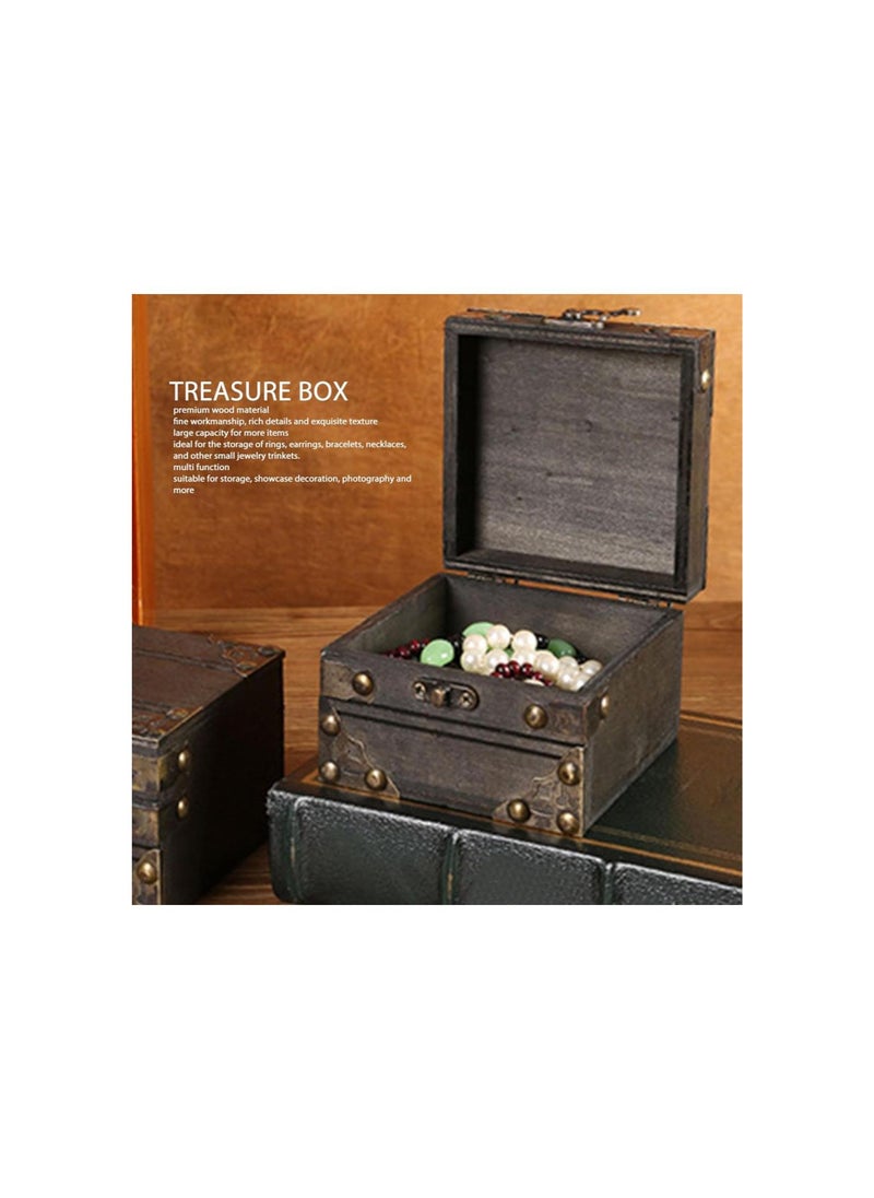 Generic - Pirate Treasure Chest Storage Box, Large Capacity Wood Storage Box with Metal Lock, Vintage Decorative Box for Jewelry, Craft, Card, Trinkets, Tea - Image 1