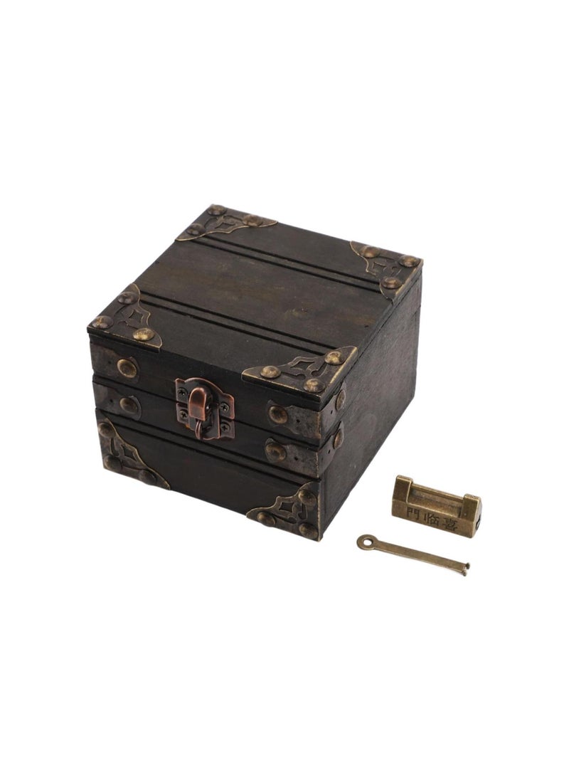 Generic - Pirate Treasure Chest Storage Box, Large Capacity Wood Storage Box with Metal Lock, Vintage Decorative Box for Jewelry, Craft, Card, Trinkets, Tea - Image 1