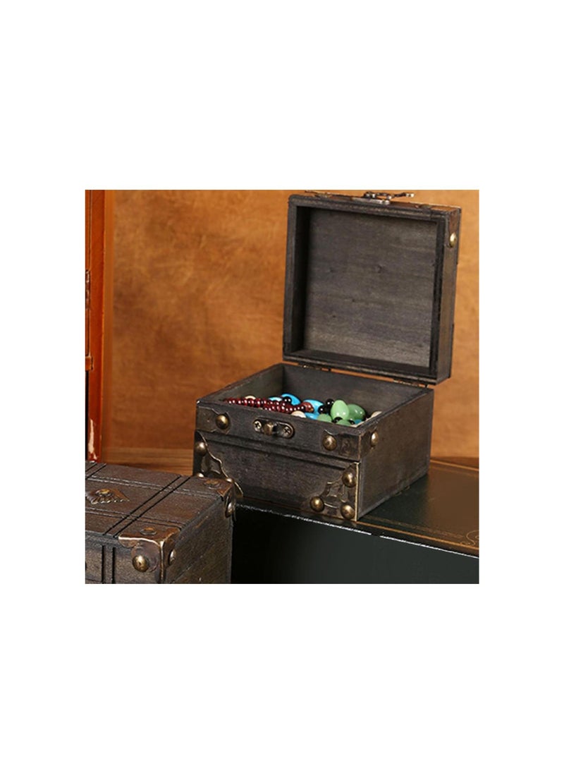 Generic - Pirate Treasure Chest Storage Box, Large Capacity Wood Storage Box with Metal Lock, Vintage Decorative Box for Jewelry, Craft, Card, Trinkets, Tea - Image 1