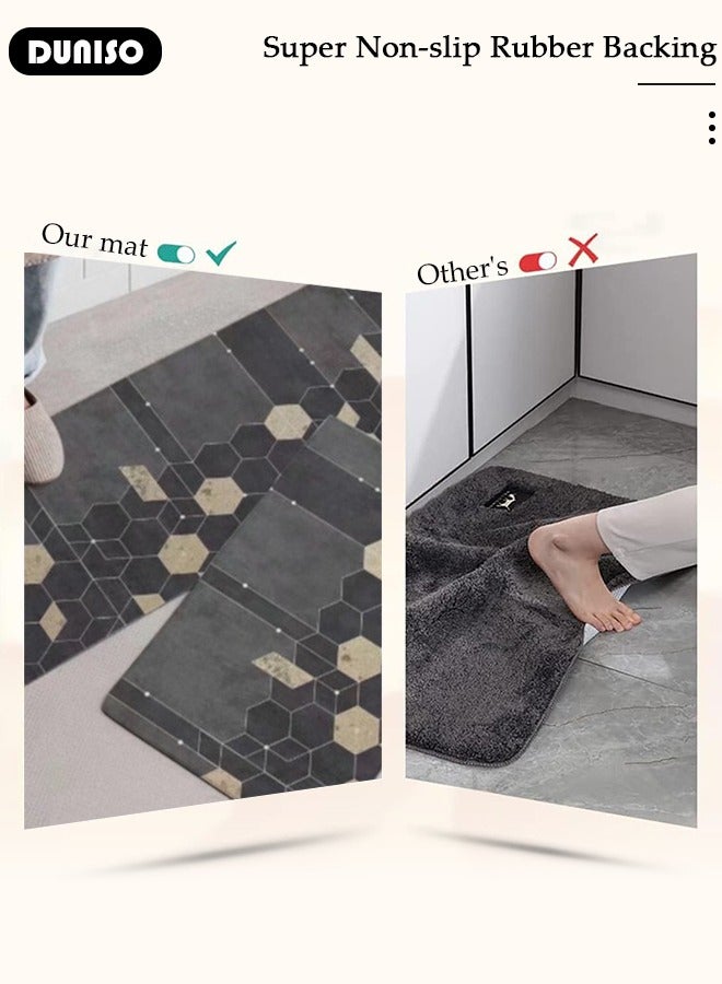 DUNISO طقم سجادات ومشايات مطبخ 2 قطعة، سجادة وقوف ثقيلة غير قابلة للانزلاق، سجادة أرضية سريعة الجفاف من طين الدياتوم، سجادات أرضية فائقة النعومة وامتصاص للمطبخ، الحمام، المكتب، وغسيل الملابس (40*60 سم + 40*120 سم) - Image 3