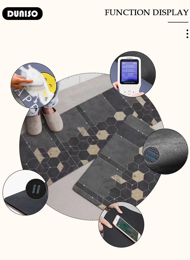 DUNISO طقم سجادات ومشايات مطبخ 2 قطعة، سجادة وقوف ثقيلة غير قابلة للانزلاق، سجادة أرضية سريعة الجفاف من طين الدياتوم، سجادات أرضية فائقة النعومة وامتصاص للمطبخ، الحمام، المكتب، وغسيل الملابس (40*60 سم + 40*120 سم) - Image 5