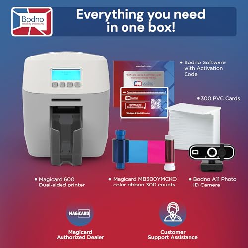 Bodno Magicard 600 Dual Sided ID Card Printer & Complete Supplies Package ID Software - Silver Edition - Image 2
