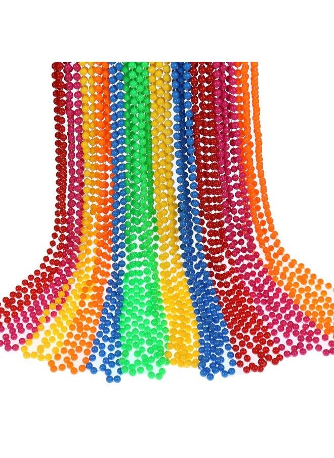 GiftExpress 72Pc 33" 7Mm Neon Beaded Necklaces Bulk Mardi Gras Party Beads Necklaces Holiday Beaded Costume Necklace For Party  - Image 1