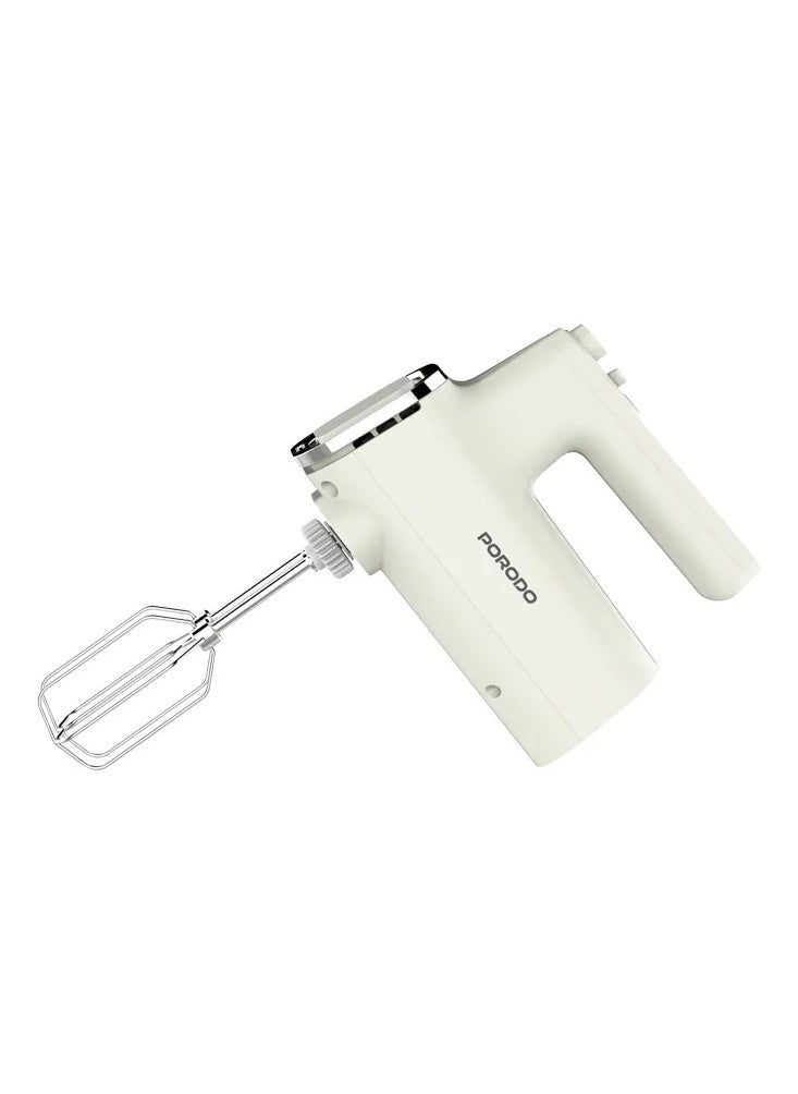 porodo - Spill-Proof Dual Mode Mixer with 6 Speed Settings / Makes Meringue / Folds Batter / Kneads Dough / Quick and Simple Cleaning / Handheld and Stand Mixer - White/Silver - Image 1