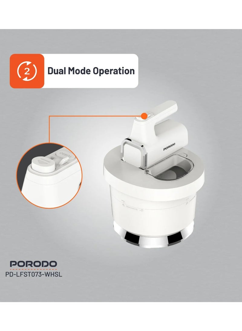 porodo - Spill-Proof Dual Mode Mixer with 6 Speed Settings / Makes Meringue / Folds Batter / Kneads Dough / Quick and Simple Cleaning / Handheld and Stand Mixer - White/Silver - Image 1