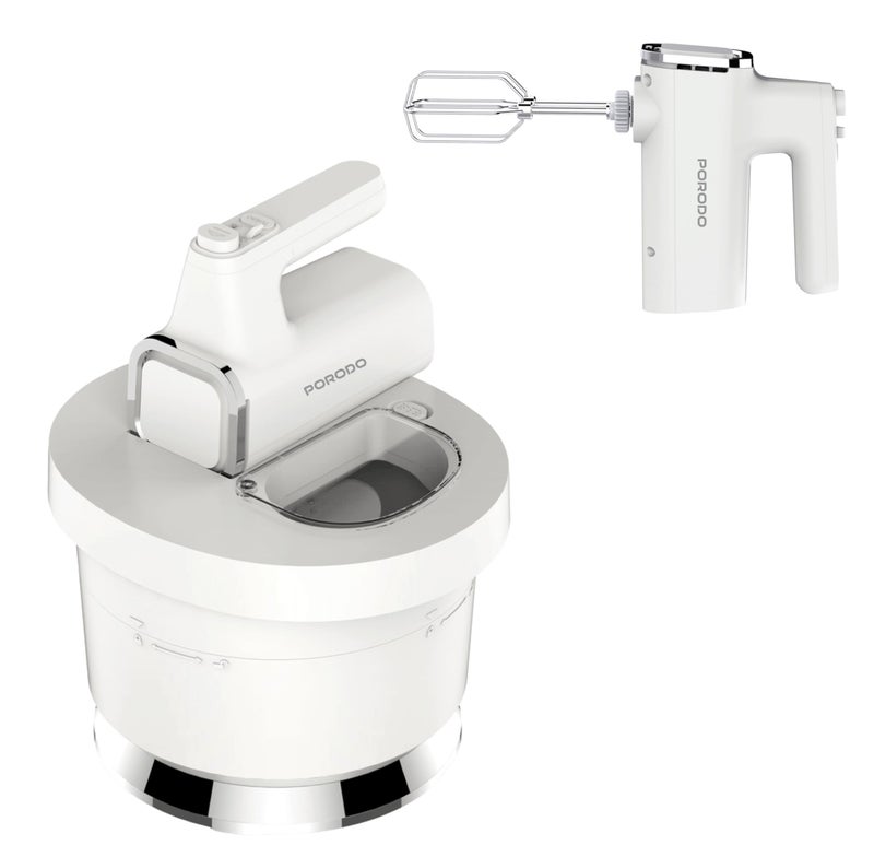 بورودو خلاط مزدوج الوضع مقاوم للتنقيط، خلاط يدوي كهربائي 6 سرعات مع مضرب، محرك قوي 300 وات، غطاء مقاوم للتنقيط، تشغيل متعدد الوظائف يدوي وآلي، نافذة تغذية، صيانة سهلة - Image 1