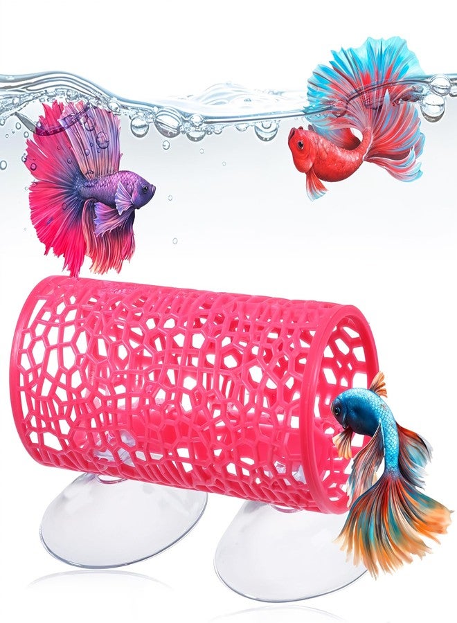 LLOUSSAK Rose Red Betta Fish Toys Hammock and Betta Tunnel, Safe Aquarium Decor for Small Fish & Shrimp, Bettas Tank Accessories with Suction Cups, Perfect Hideout and Play Area for Bettas - Image 1