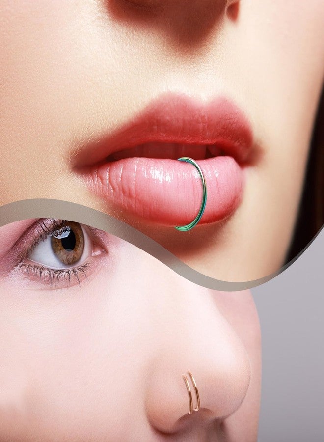Asofelk 15PCS Clip On Septum Nose Ring Set - 8mm & 10mm Stainless Steel Faux Nose Hoops - Non-Piercing Fake Piercing Jewelry for Nose, Lip & Ear - Multi-Color Pack for Women & Men - Image 3