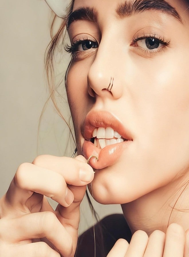 Asofelk 15PCS Clip On Septum Nose Ring Set - 8mm & 10mm Stainless Steel Faux Nose Hoops - Non-Piercing Fake Piercing Jewelry for Nose, Lip & Ear - Multi-Color Pack for Women & Men - Image 4
