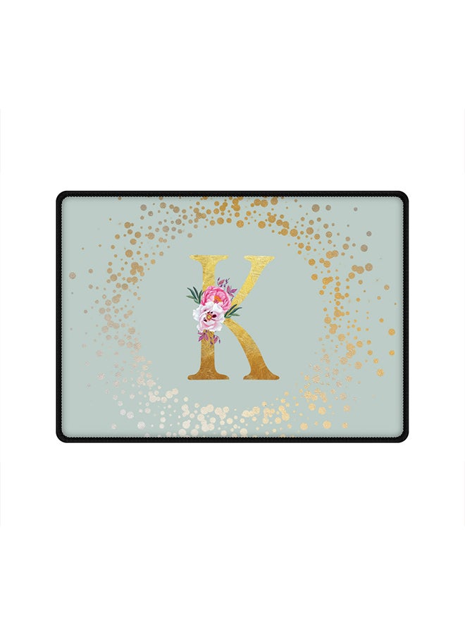 Stylizedd Designer Gaming Mouse Pad Anti-Skid Mousepad Large Keyboard Mouse Pad Desk Mat Custom Monogram Initial Letter Floral Pattern Alphabet - K(Light Grey) - Image 1