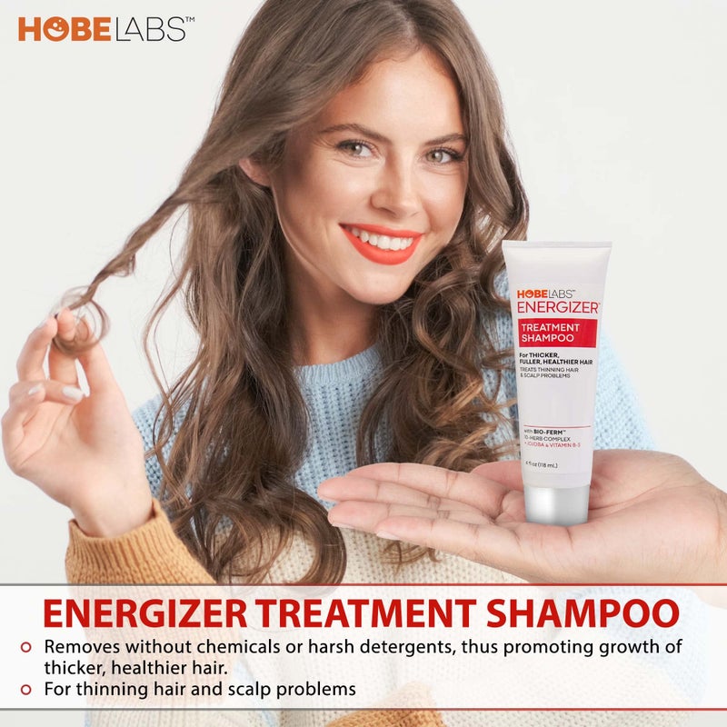 Hobe Labs Energizer Treatment Shampoo with Jojoba Oil, 4 fl oz Bio- Ferm Penetrates and Removes Excess Sebum Without Chemicals, Soothes and Repairs Damaged Hair and Scalp - Image 4