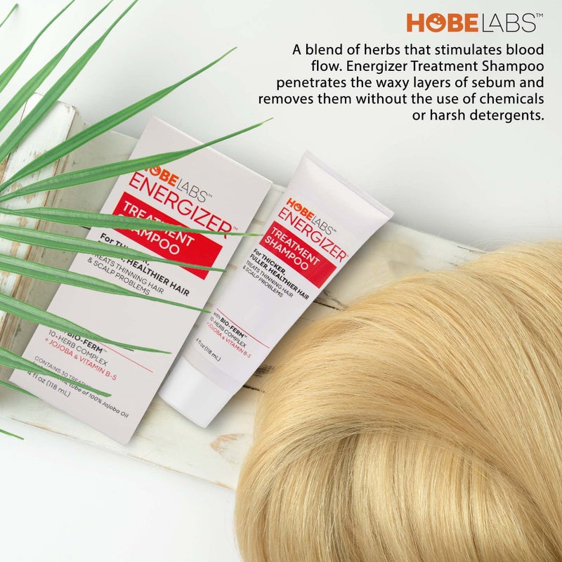 Hobe Labs Energizer Treatment Shampoo with Jojoba Oil, 4 fl oz Bio- Ferm Penetrates and Removes Excess Sebum Without Chemicals, Soothes and Repairs Damaged Hair and Scalp - Image 5