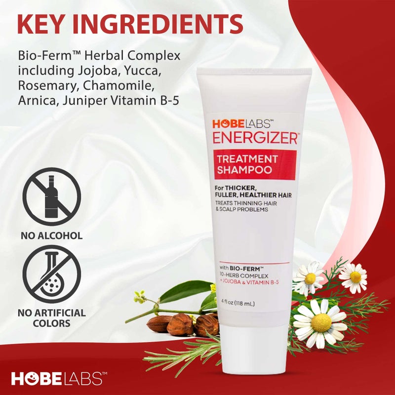 Hobe Labs Energizer Treatment Shampoo with Jojoba Oil, 4 fl oz Bio- Ferm Penetrates and Removes Excess Sebum Without Chemicals, Soothes and Repairs Damaged Hair and Scalp - Image 3