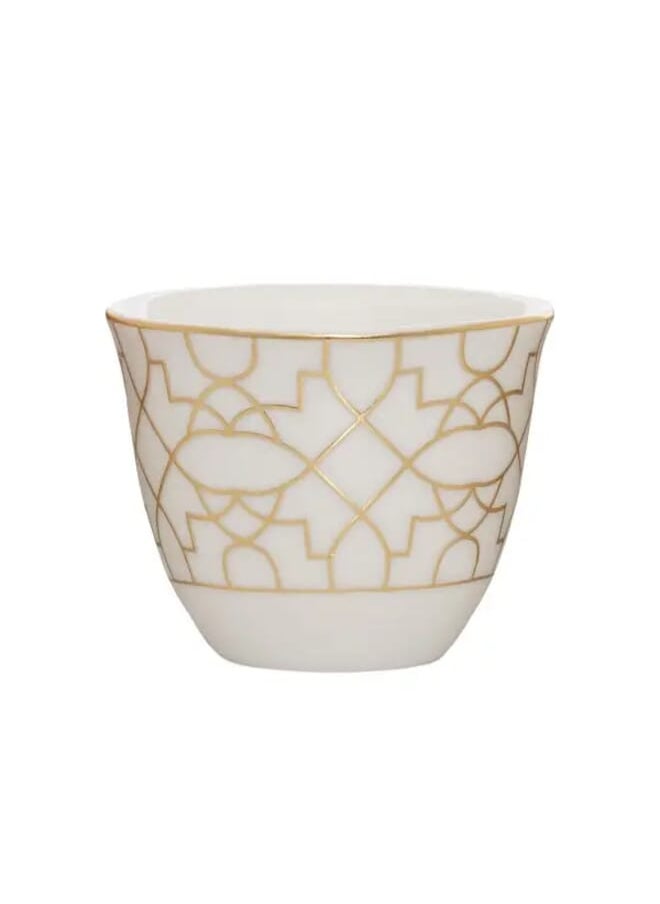 Alsaif Gallery 12 Pieces Set of White Porcelain Coffee Cups with Gold Embossed  - Image 2