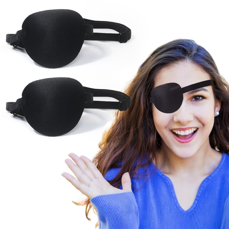 joaoxoko Eye Patches for Adultsï¼Œ2 Pcs Medical Eye Patches for Amblyopia Lazy Eye Patches for Left or Right Eyesï¼ŒBlack 3D Adjustable Eyepatch (Black) - Image 1