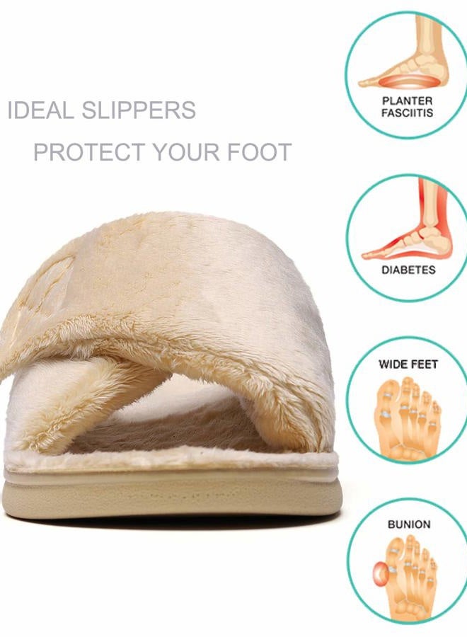 Sollbeam Fuzzy House Slippers With Arch Support Orthotic Heel Cup Sandals For Women - Image 3