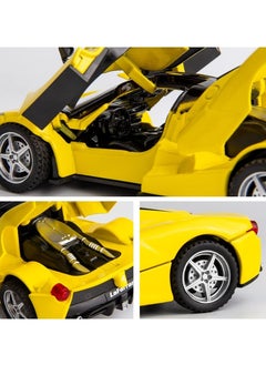 حديقة الألعاب سيارة مجسمة بمقياس 1/32 من نوع LaFerrari – لعبة سيارة بآلية الرجوع للخلف مع أضواء وأصوات، متوافقة مع Ferrari Race & Play، هدية مثالية للأولاد (أصفر)  - Image 4