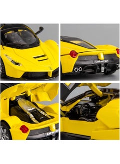 حديقة الألعاب سيارة مجسمة بمقياس 1/32 من نوع LaFerrari – لعبة سيارة بآلية الرجوع للخلف مع أضواء وأصوات، متوافقة مع Ferrari Race & Play، هدية مثالية للأولاد (أصفر)  - Image 5