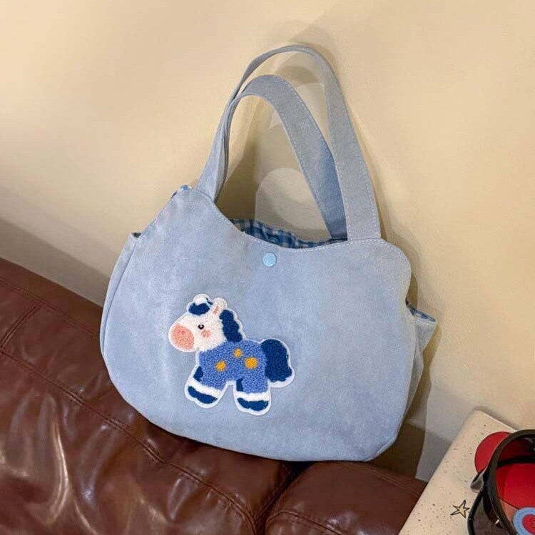 Blue Pony Canvas Tote Bag - Image 2