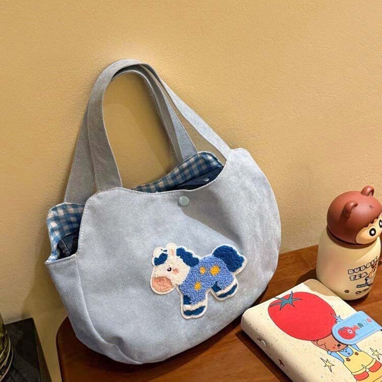 Blue Pony Canvas Tote Bag - Image 4