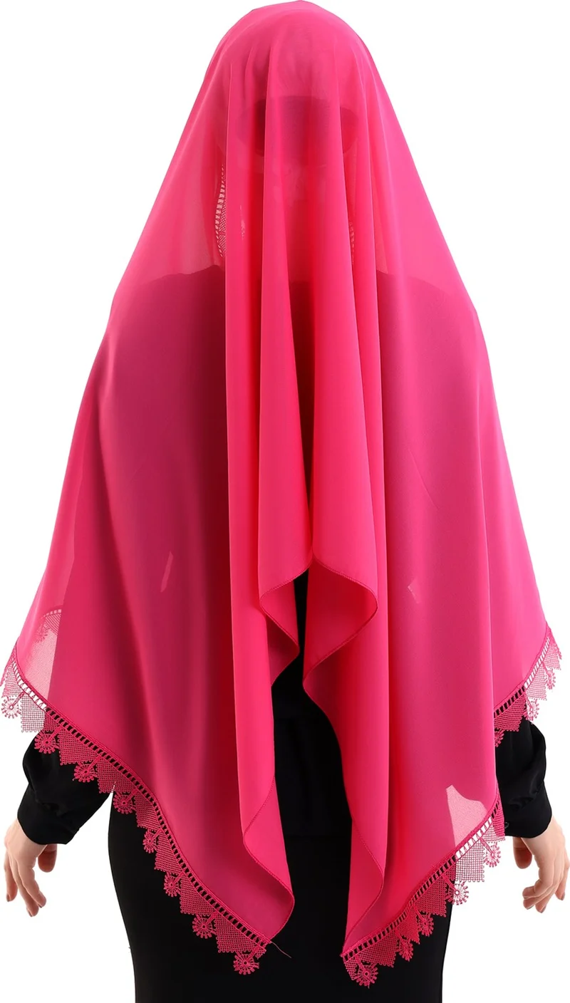 İhvan Online Needle Embroidered Lace Scarf Demor Mevlüt Scarf Pink