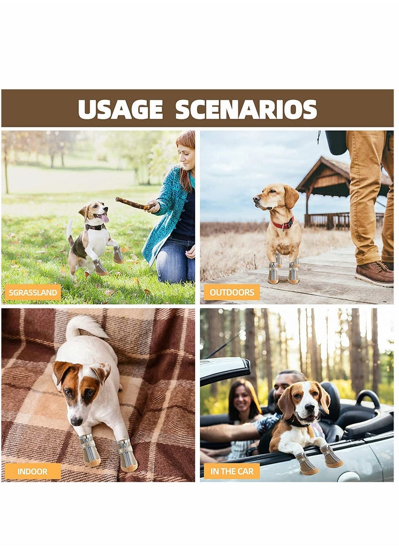 Dog Shoes 4 Pcs Size 5 Anti Slip Breathable Waterproof Dog Booties Boot Paw Protector for Small Dog Dog Hiking Shoes with Reflective Adjustable Strap Zipper Puppy Shoe for Hot Pavement Winter Snow - Image 4
