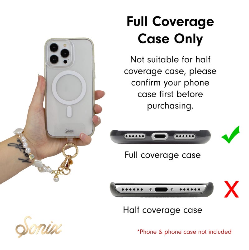 Sonix Phone Wristlet - Detachable Universal Smartphone Wrist Strap, Hands-Free Lanyard Cellphone Bracelet with Tether Tab | Beaded | Vintage Pearls - Image 2
