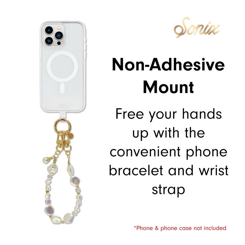Sonix Phone Wristlet - Detachable Universal Smartphone Wrist Strap, Hands-Free Lanyard Cellphone Bracelet with Tether Tab | Beaded | Vintage Pearls - Image 5