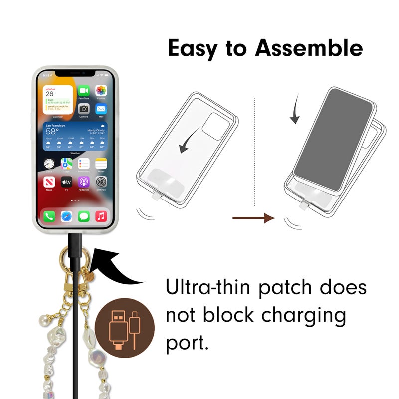 Sonix Phone Wristlet - Detachable Universal Smartphone Wrist Strap, Hands-Free Lanyard Cellphone Bracelet with Tether Tab | Beaded | Vintage Pearls - Image 3