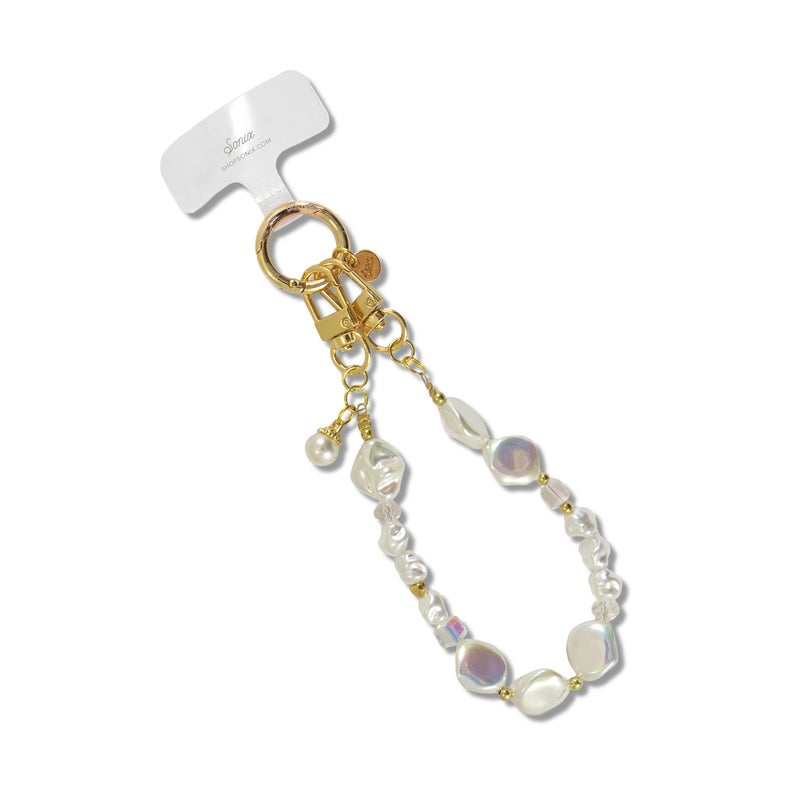 Sonix Phone Wristlet - Detachable Universal Smartphone Wrist Strap, Hands-Free Lanyard Cellphone Bracelet with Tether Tab | Beaded | Vintage Pearls - Image 1
