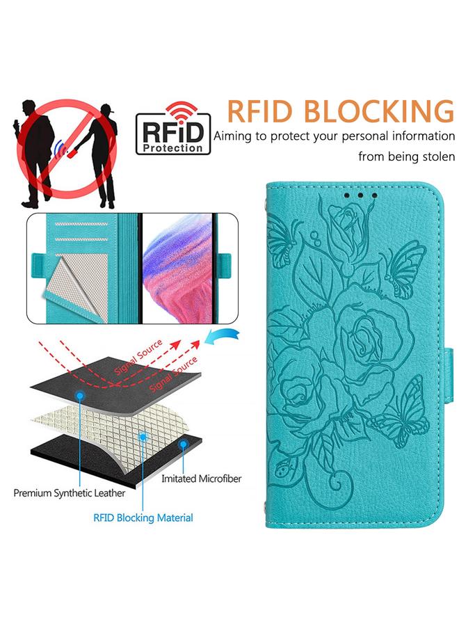 Green Tiger Case For Honor 80 GT 5G Embossed Rose RFID Anti-theft Leather Phone Case - Image 5