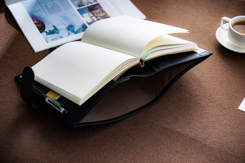 Moterm Leather Cover for A5 Notebooks - Fits Hobonichi Cousin, Stalogy and Midori MD Planners, with Pen Loop, Card Slots and Back Pocket (Pebbled-Black) - Image 5