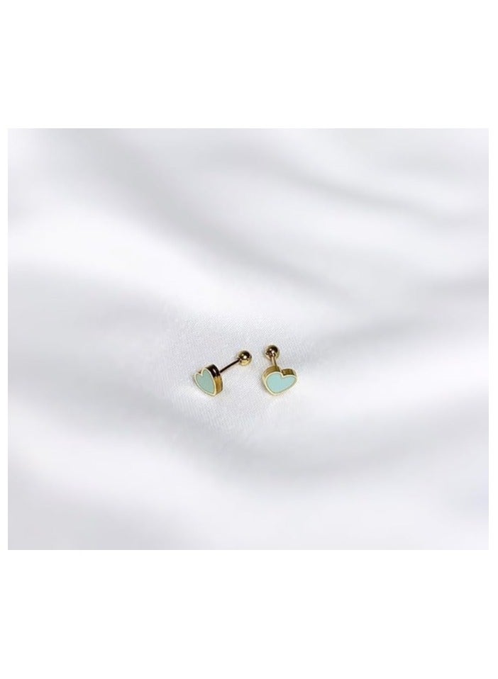 بونكا أقراط بونكا الأنيقة للفتيات والنساء تستحقها كل امرأة    حلق ذهبي شكل قلب مطعم باللون الفيروزى - Image 4