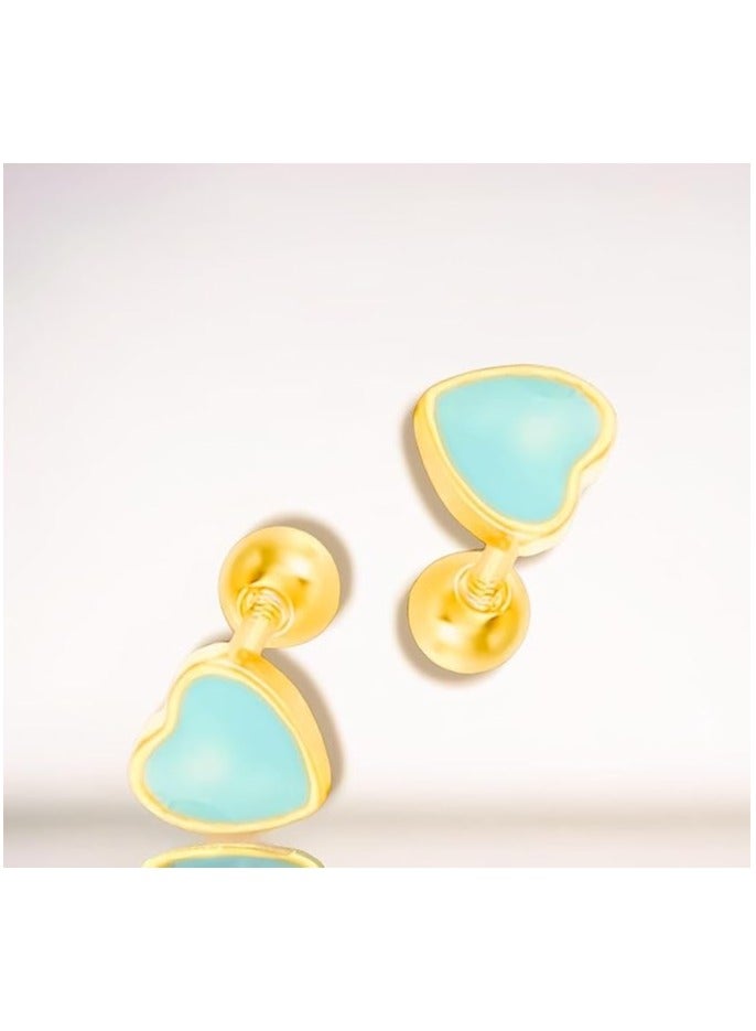 بونكا أقراط بونكا الأنيقة للفتيات والنساء تستحقها كل امرأة    حلق ذهبي شكل قلب مطعم باللون الفيروزى - Image 5