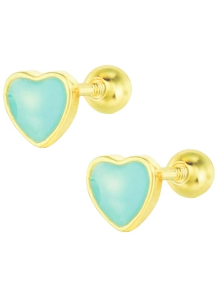 بونكا أقراط بونكا الأنيقة للفتيات والنساء تستحقها كل امرأة    حلق ذهبي شكل قلب مطعم باللون الفيروزى - Image 1