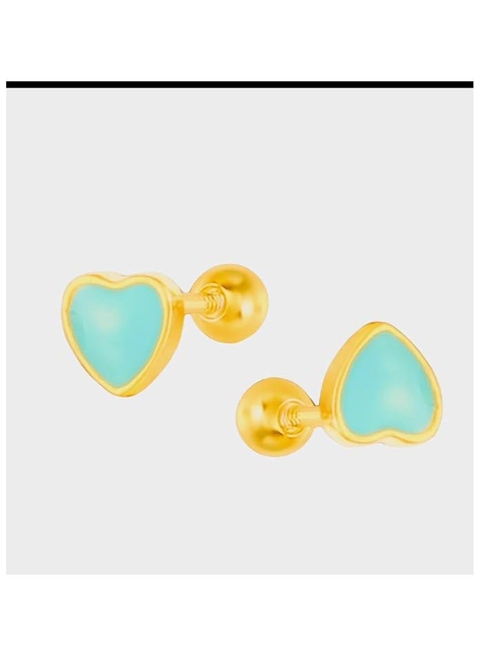 بونكا أقراط بونكا الأنيقة للفتيات والنساء تستحقها كل امرأة    حلق ذهبي شكل قلب مطعم باللون الفيروزى - Image 2