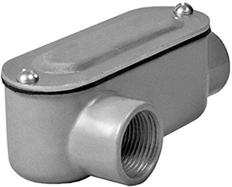 RLR125 Threaded LR Type Conduit Body, Die Cast Aluminum, Stamped Steel Cover, 1 4-Inch, Gray