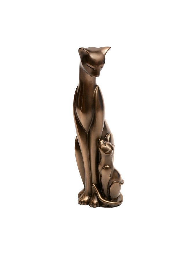 Aone Aone India Cat Family Idols - Resin Idols - Antique Home Decor - Golden Brown Color - 8.5"