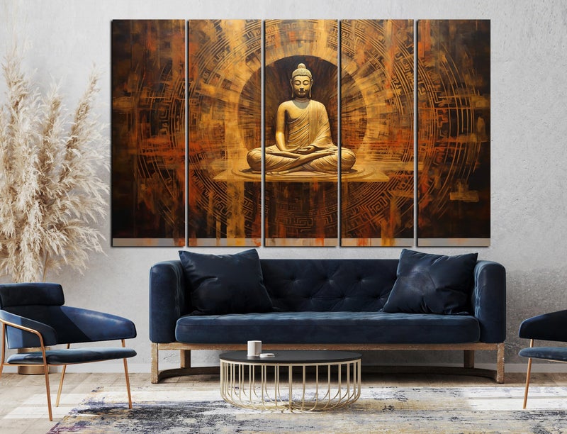CN RETAILS Buddha Wall Paintings for Living Room Big Size | Framed Wall Paintings for Home Decoration | Hanging Abstract Art Painting | Set of 5 Frames (48x30) ss05_01 - Image 2