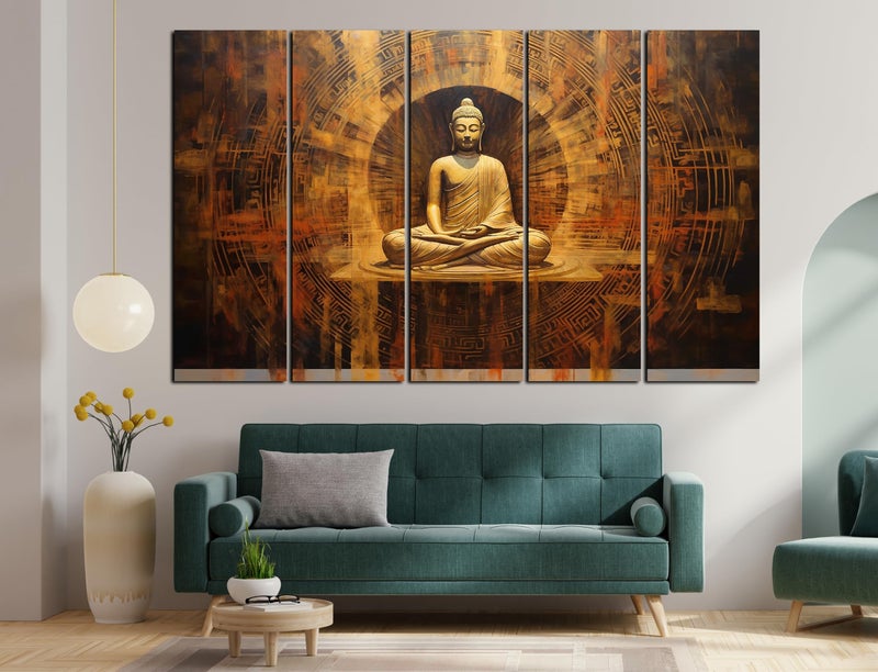 CN RETAILS Buddha Wall Paintings for Living Room Big Size | Framed Wall Paintings for Home Decoration | Hanging Abstract Art Painting | Set of 5 Frames (48x30) ss05_01 - Image 4