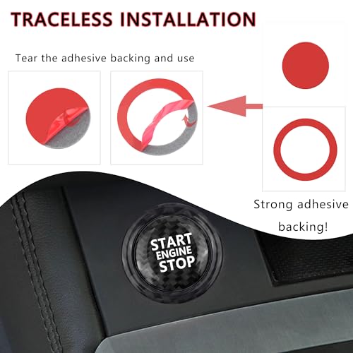 Aokdom Car Push Start Button Cover Compatible with Audi,Cool Cars Engine Start Button Cover with Ring for Cars Decorations,Stylish Starts Stop Buttons Covers Car Accessories Interior - Image 4