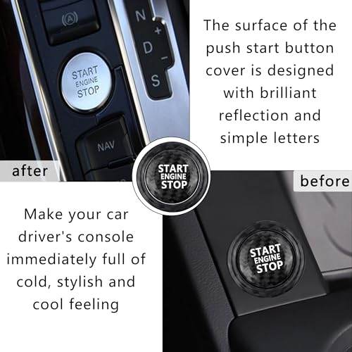 Aokdom Car Push Start Button Cover Compatible with Audi,Cool Cars Engine Start Button Cover with Ring for Cars Decorations,Stylish Starts Stop Buttons Covers Car Accessories Interior - Image 5