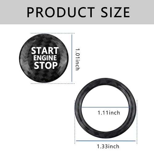 Aokdom Car Push Start Button Cover Compatible with Audi,Cool Cars Engine Start Button Cover with Ring for Cars Decorations,Stylish Starts Stop Buttons Covers Car Accessories Interior - Image 2